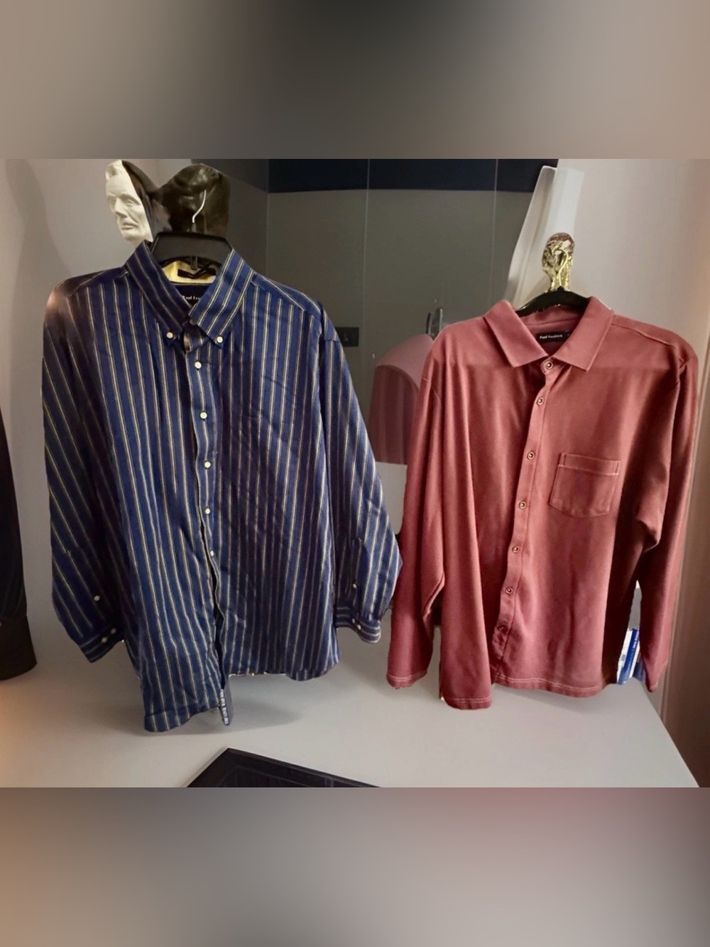Paul Fredrick Blue Striped & Rust Button-Down Shirts - Dual Pack